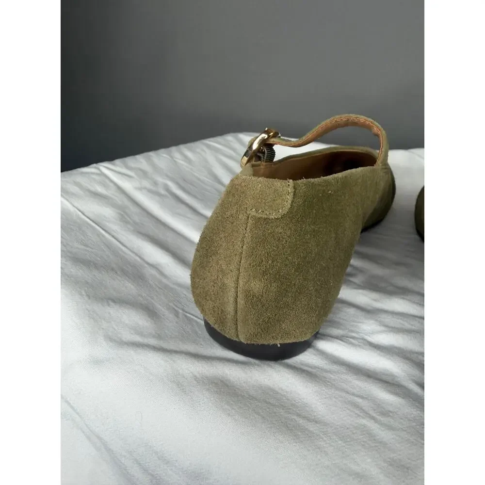Madewell The Remy Mary Jane Flat in Aged Olive Green Suede Size 8